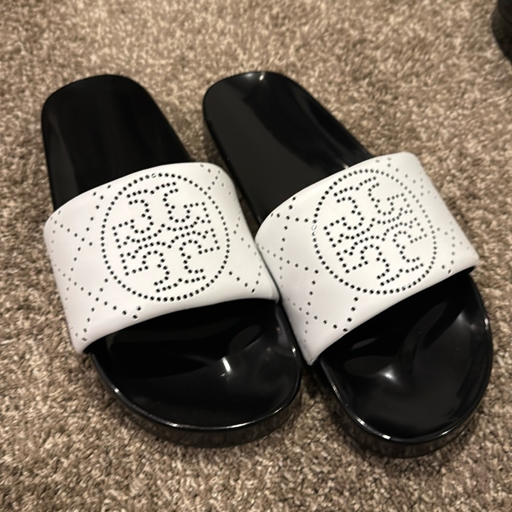 Worn once! Tory Burch DoubleT Pool Slides